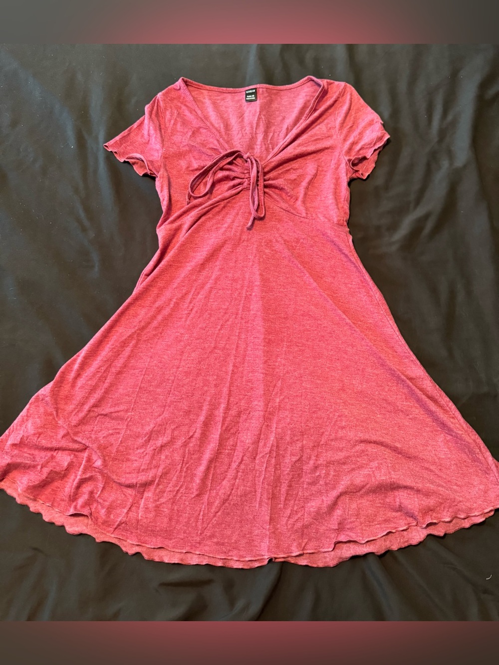 SHEIN Berry Pink Tie-Front Mini Dress